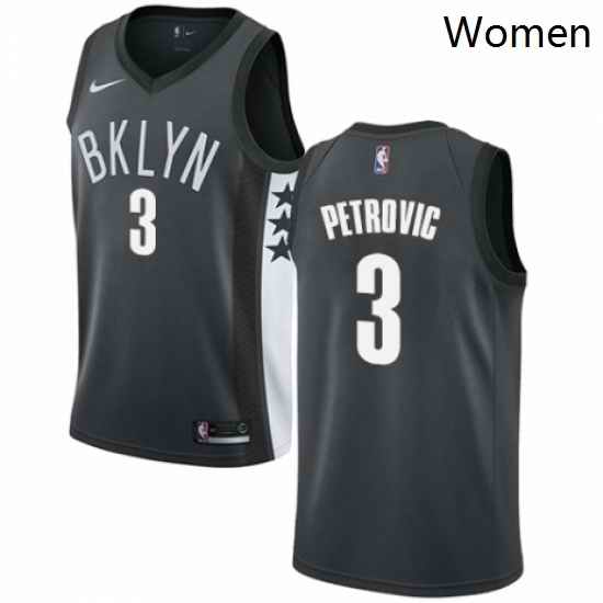 Womens Nike Brooklyn Nets 3 Drazen Petrovic Authentic Gray NBA Jersey Statement Edition